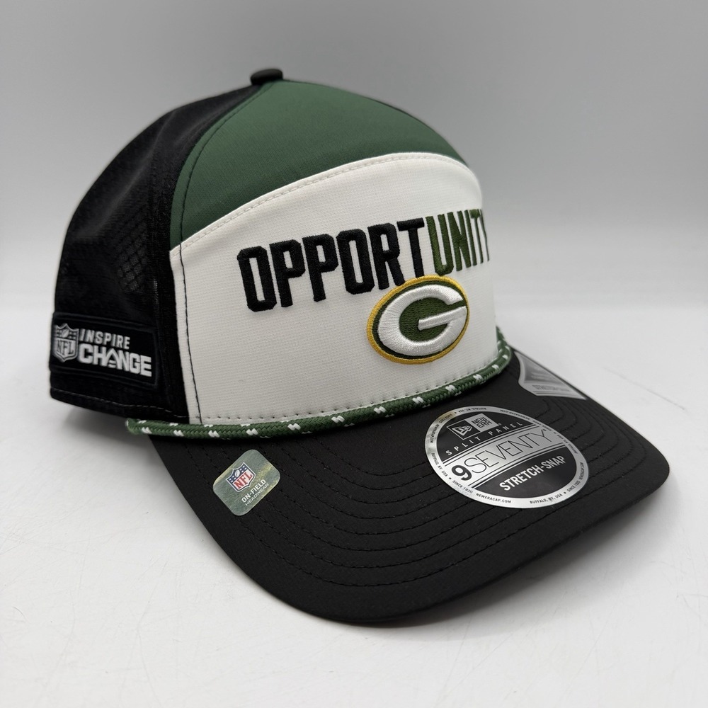 New Era 9Seventy Green Bay Packers Hat‎ Split Panel OPPORTUNITY Inspire Change